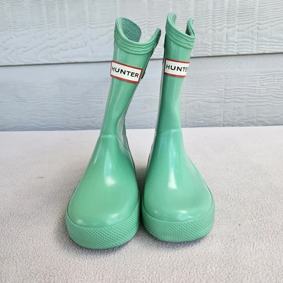 Hunter Classic Pull On Rain Boots Toddler Girl SZ 7 US Green Mint Waterproof - Picture 6 of 12